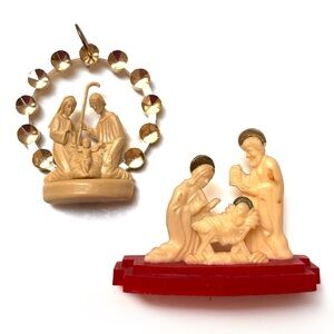 Vintage Nativity Ornament and Scene Italy Hong Kong